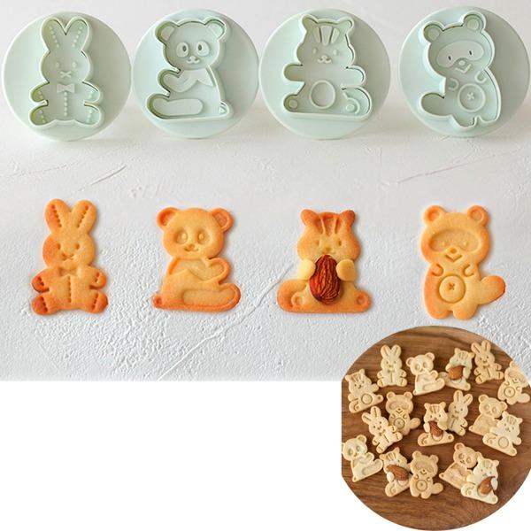 토끼와숲속친구들 스템프형 쿠키틀 식빵모양틀 4종세트