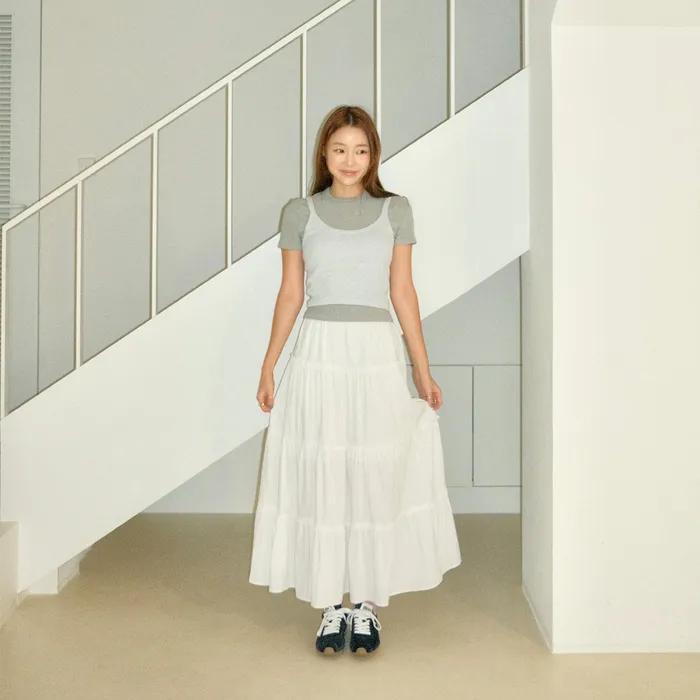 [20차 재입고] Maxi Shirring Flare Skirt (WHITE)