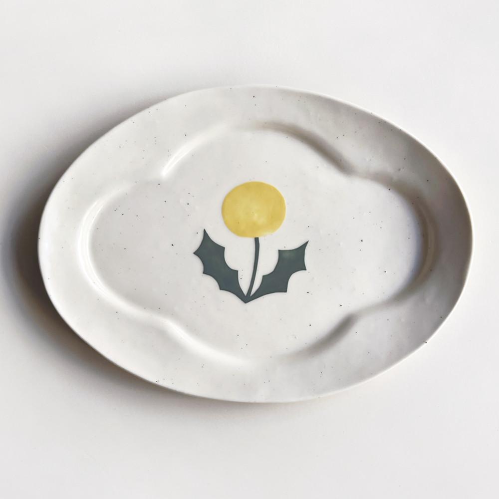 [요일] 타원 클로버 접시 - 민들레 (대)