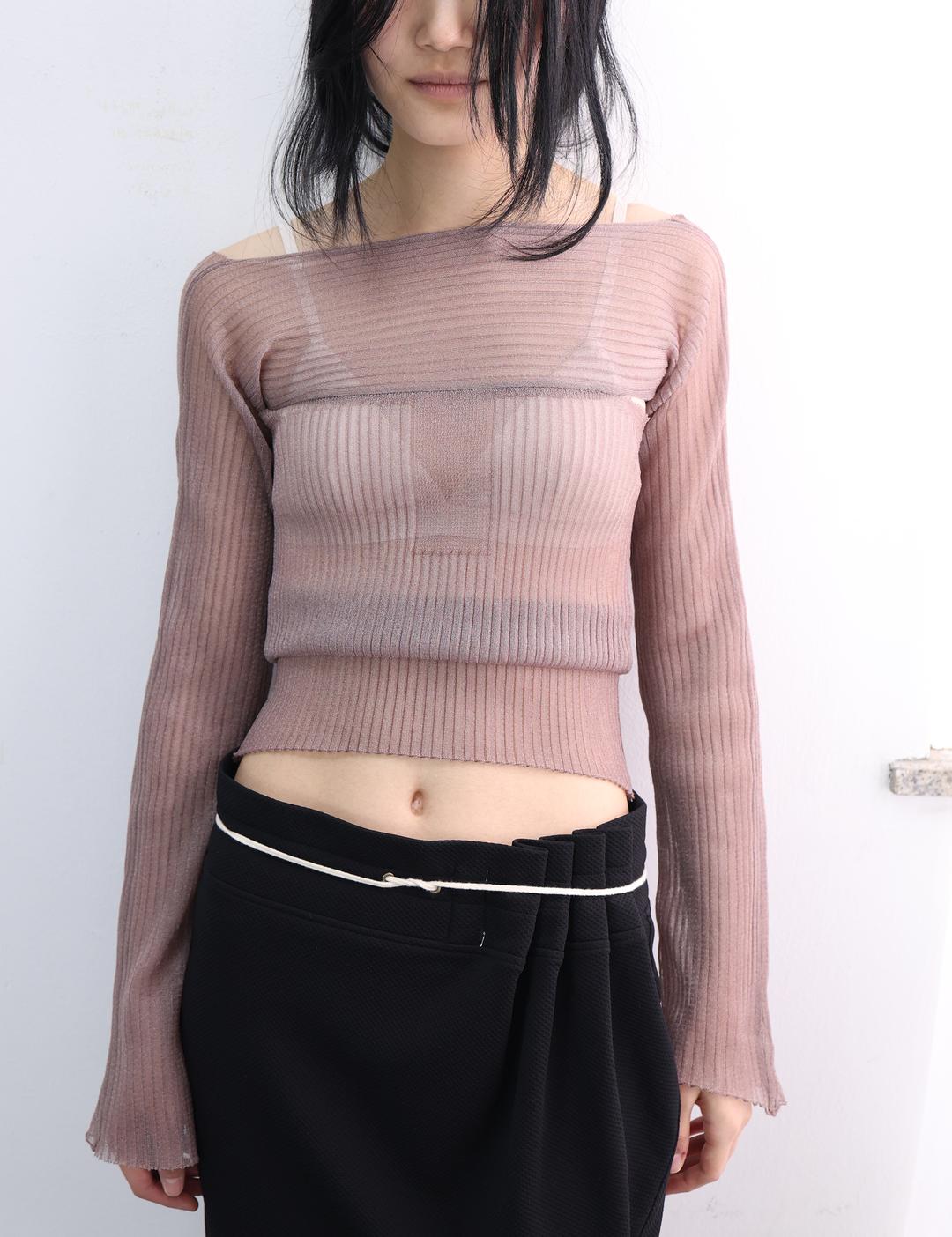 Sheer tank top (pink beige)