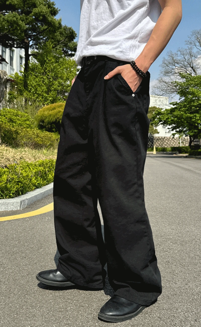 아우라 원턱 와이드 팬츠