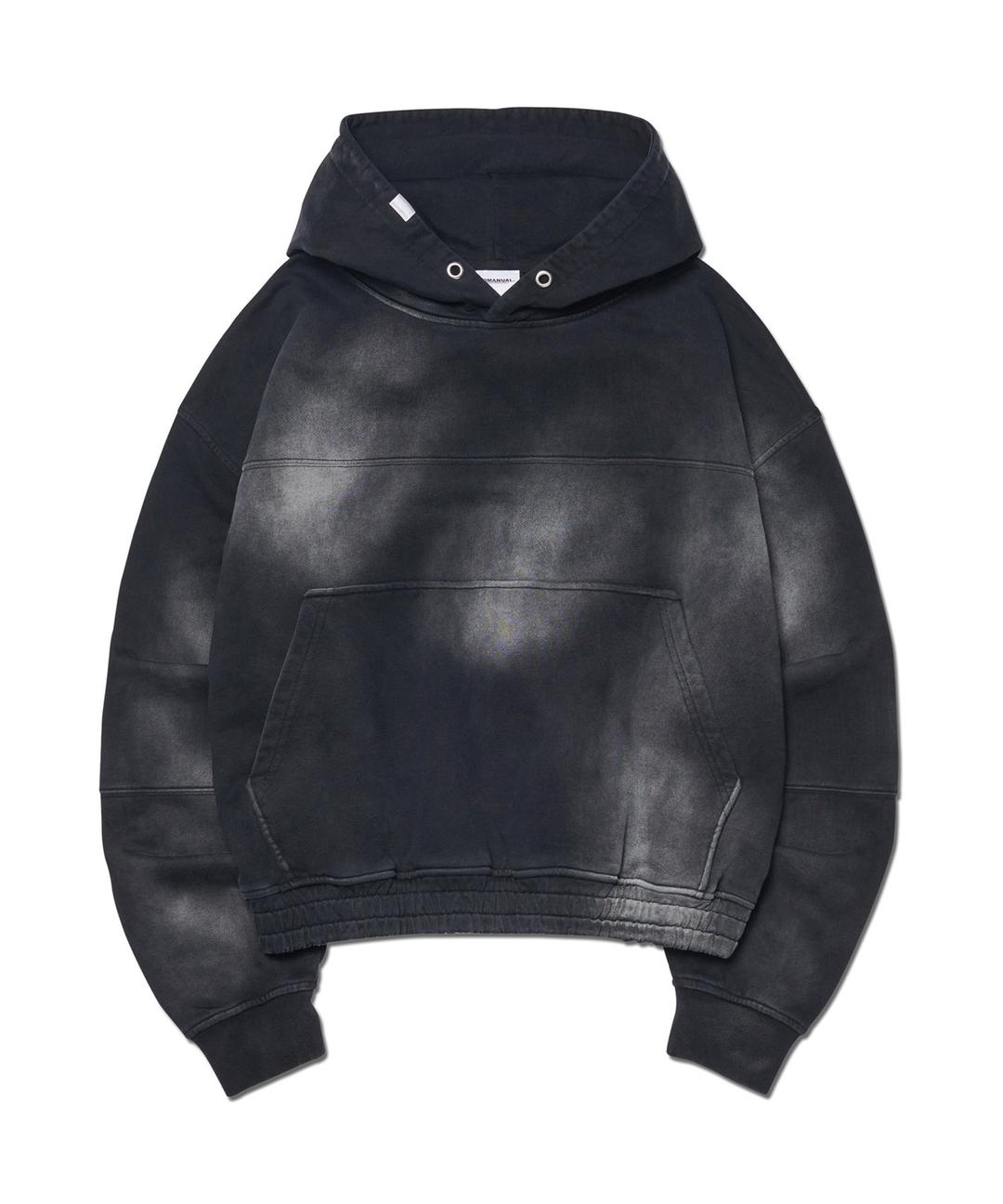 STAIN WASHED HOODIE - WASHED BLACK