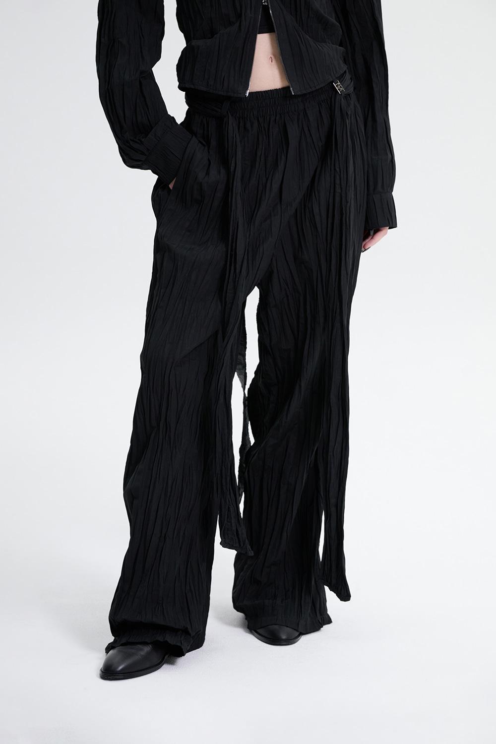 Crinkle Easy Set-up Pants [ Black ]