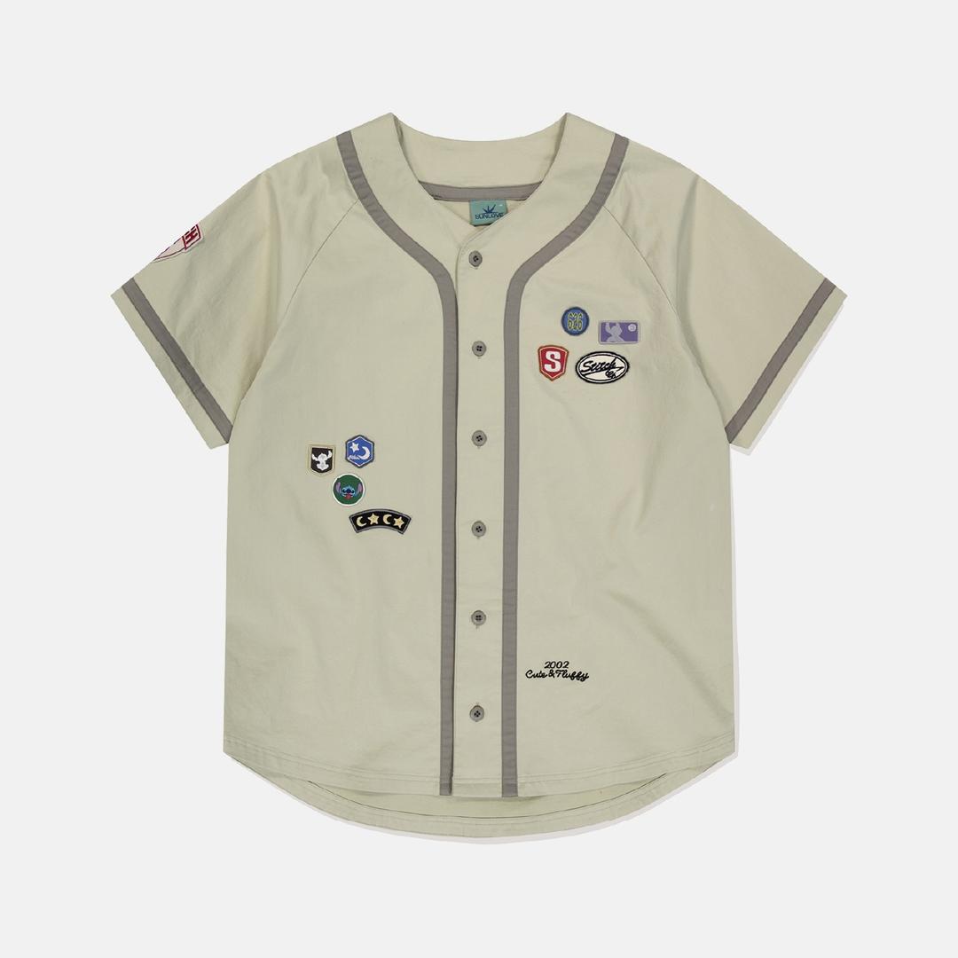 [STITCH] Wappen Baseball Shirt Beige
