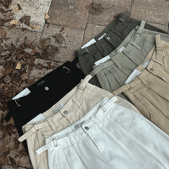 고고싱 [21만장돌파!👍허리조절/와이드팬츠] 투스트랩 와이드 팬츠 (비조,버클,면바지,코튼와이드,코튼팬츠,스트랩팬츠,화이트팬츠,흰바지,면팬츠,사계절,겨울바지)