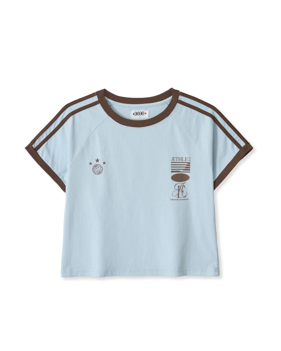 [4/2 예약배송] ATHLETE STRIPE HALF T-SHIRTS [SKYBLUE]