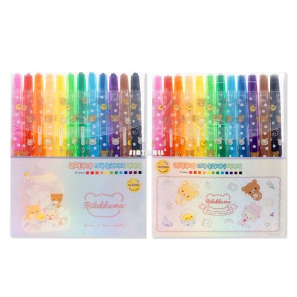리락쿠마 12색 슬라이더 색연필 초등학생 입학준비물 입학 학용품(랜덤 2type)