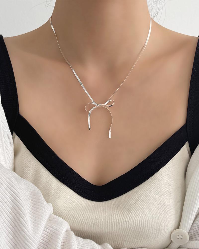 실버925 차르 은 리본목걸이 뱀줄목걸이