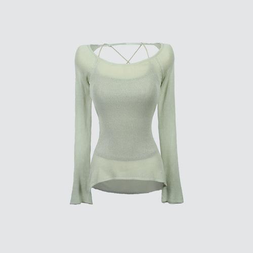 y2k 롱 루즈 시스루 니트 레이어드 스트링 탑 나시