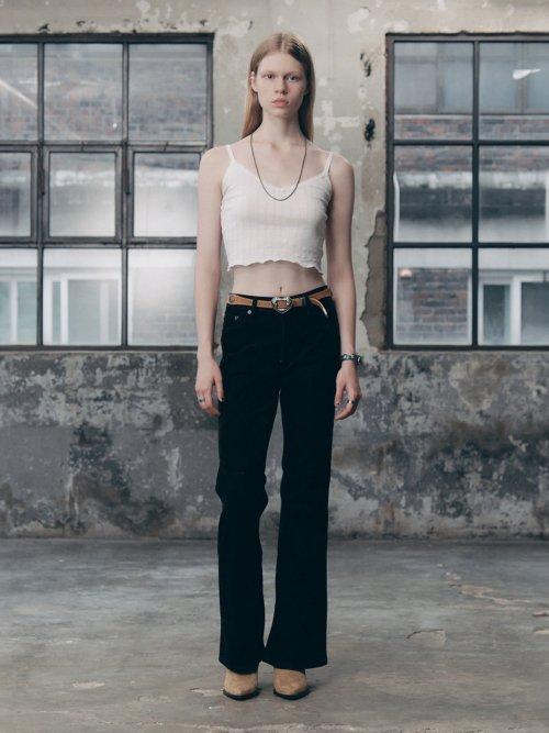 VELVET BOOTSCUT PANTS NAVY