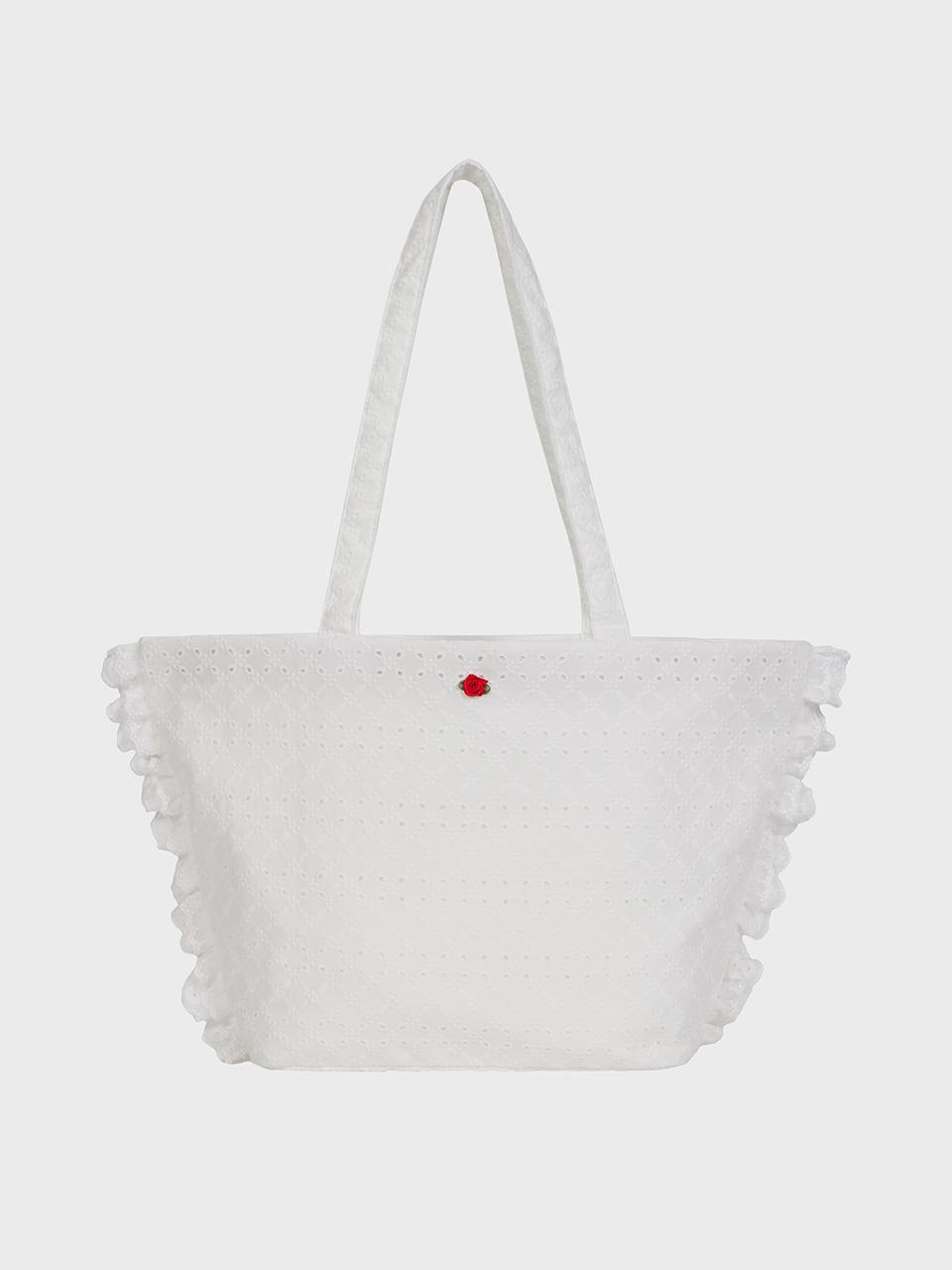 Ruffle Trim Bag (White)