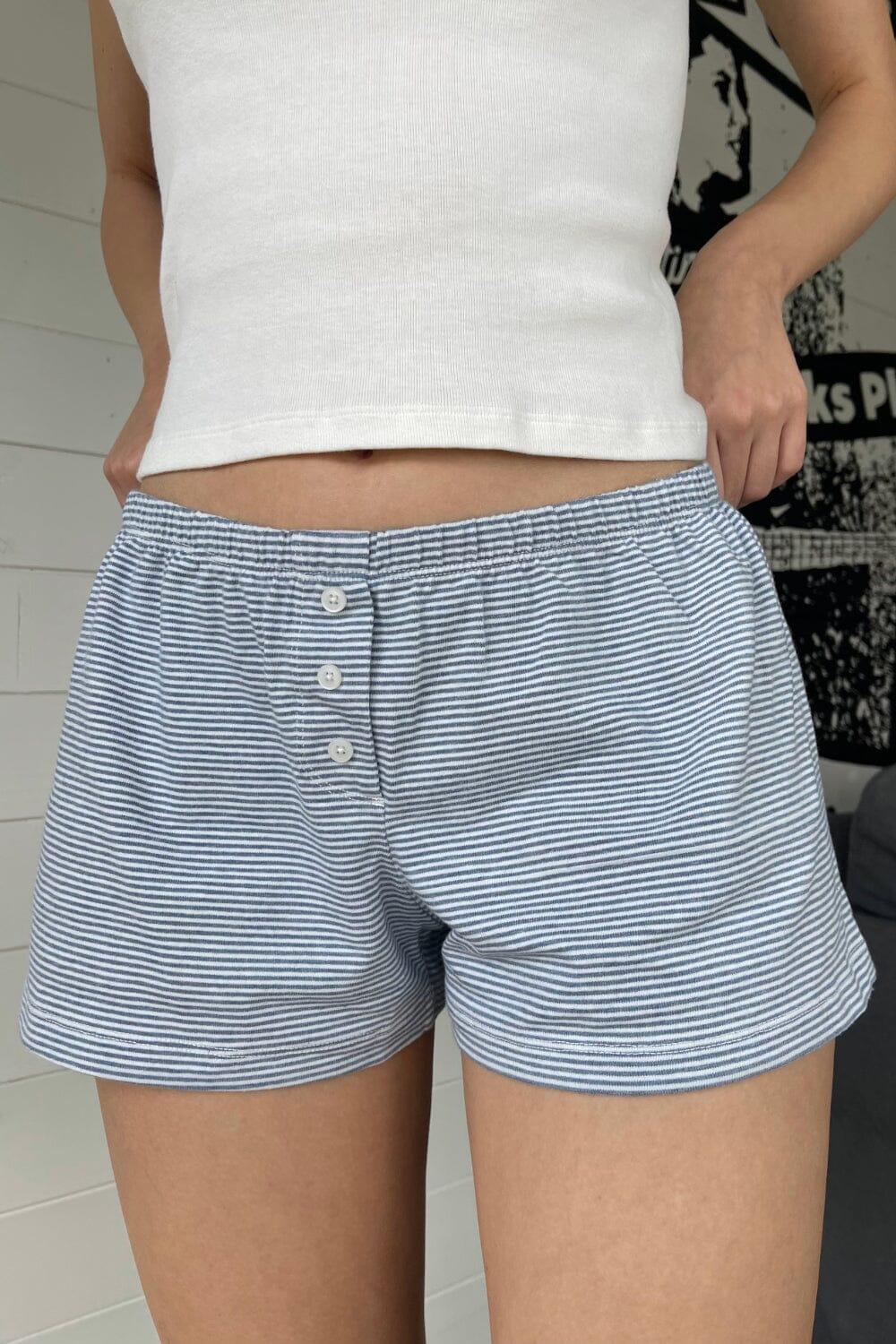 Keira Striped Sweatshorts - Blue And White Striped / XS/S