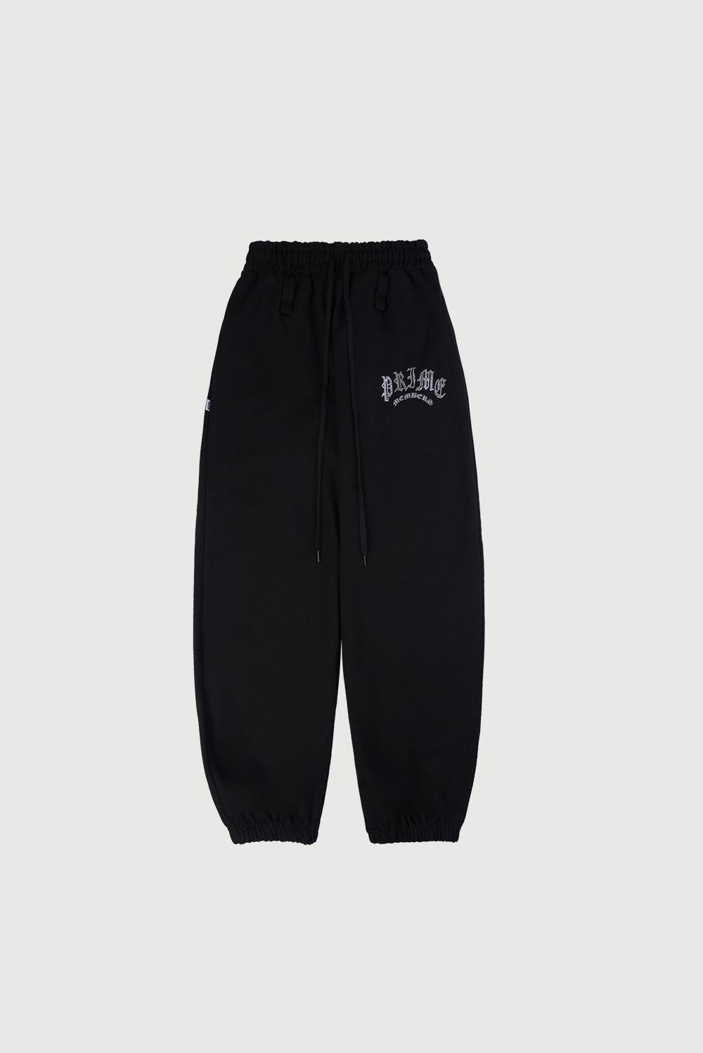 Rhinestone Wide Joggers Black