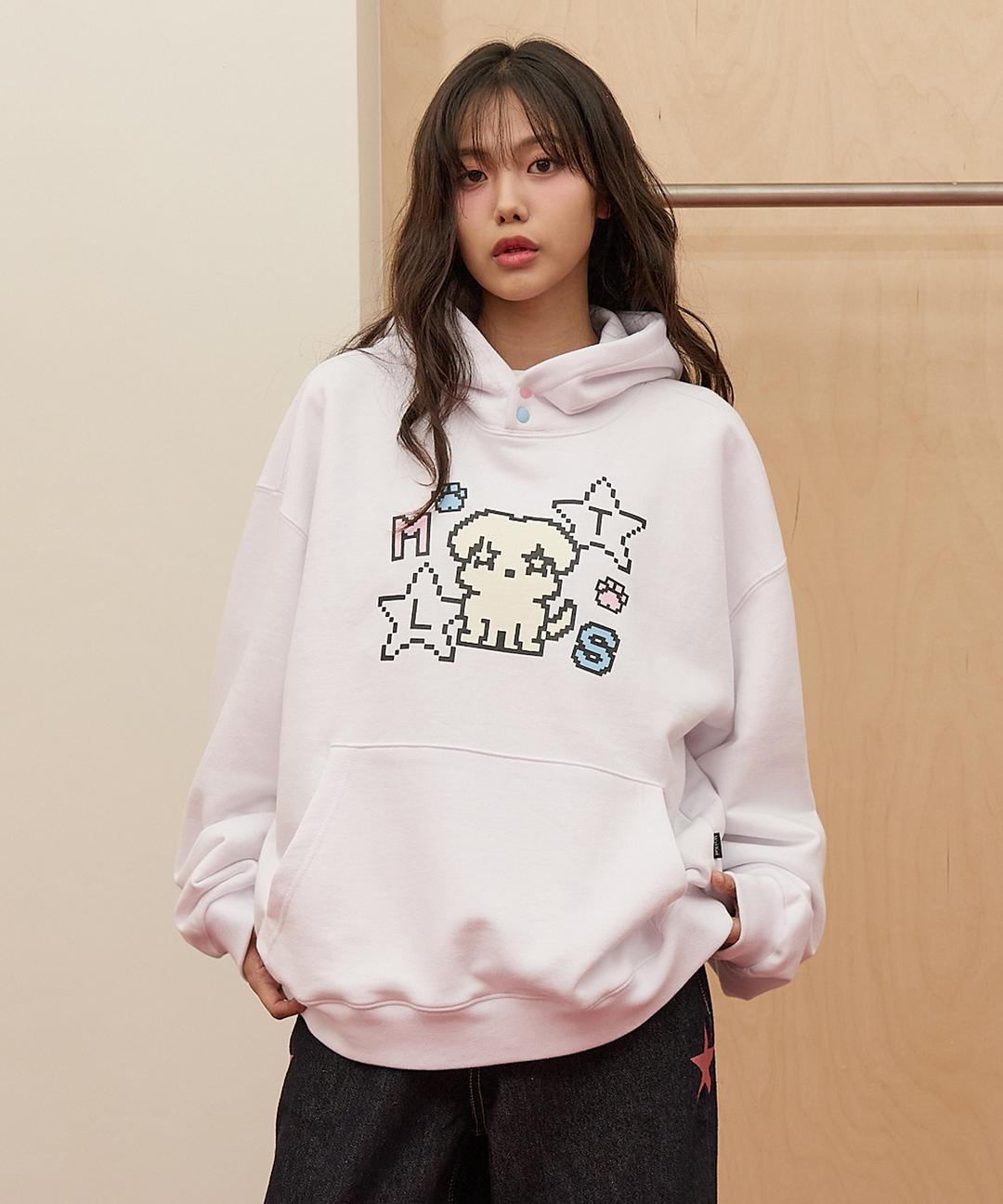 픽셀 MLTS 후드티셔츠 화이트