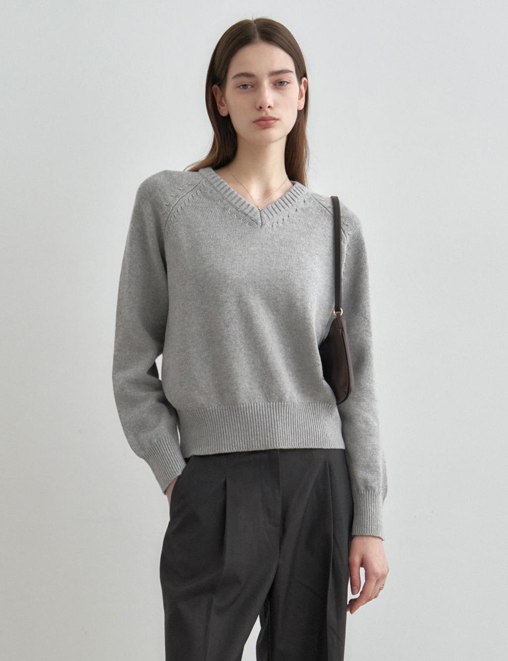 [1/13 예약배송] 소프트 코튼 V넥 니트 탑 MDKT127_7 Colors