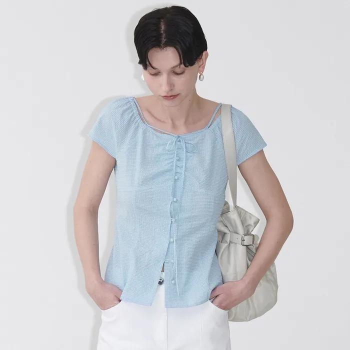 Seersucker Slim Blouse SW5MB232_2color