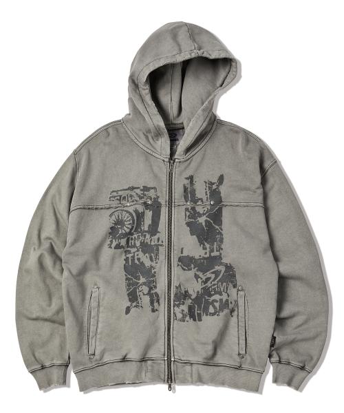 프레스코 피그먼트 후드 집업 고스트 그레이