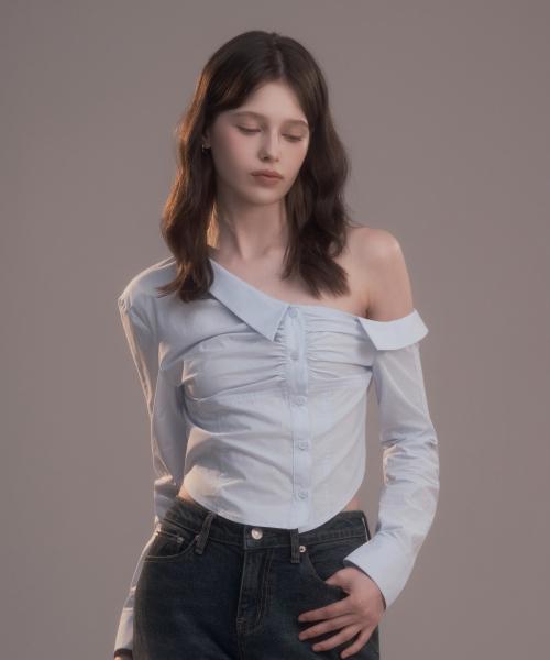 컷아웃 셔링 셔츠-스카이 블루