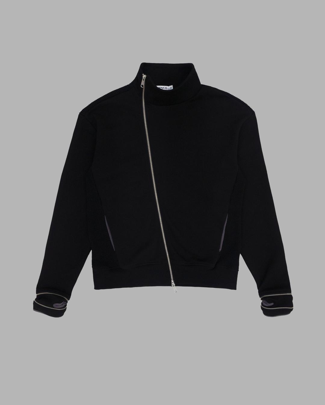 SIDE-ZIP NECK TRACK TOP BLACK