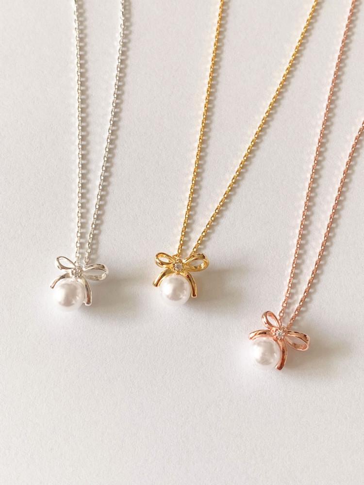 퓨어비 (925실버) wendy necklace 웬디 리본 진주 은 목걸이