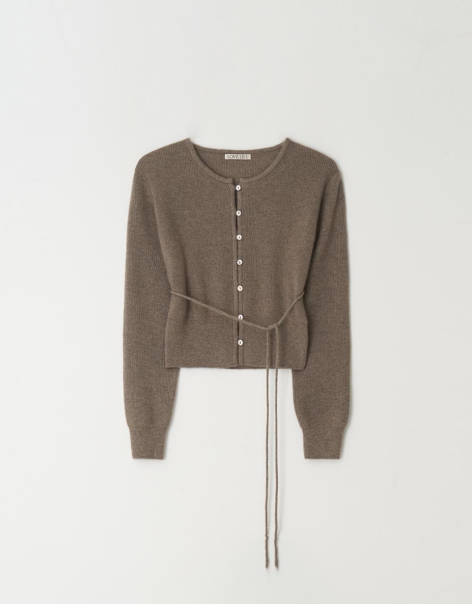 Wool CashMink Pearl Cardigan (Brown)