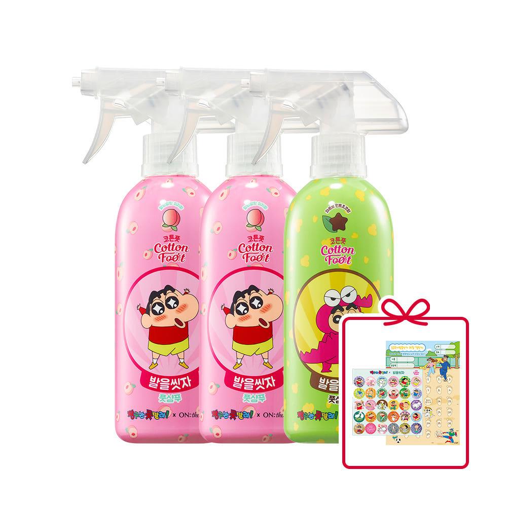 발을씻자 짱구 온더바디 풋샴푸 385ml 복숭아향 민트초코향 + (특별증정) 짱구 30일 스티커