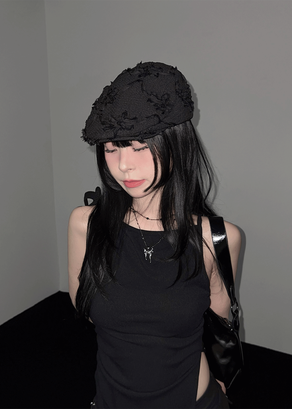 RIFLER HOLY BLACK BUTTERFLY NECKLACE / 리플러 홀리 블랙 나비 목걸이