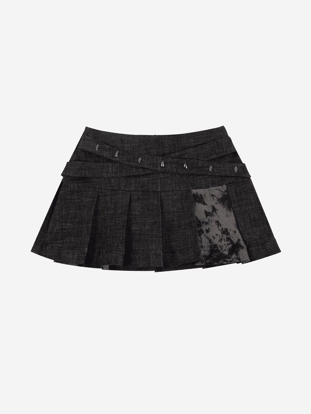 [아이브 리즈/키스오브라이프 벨 착용]STONE DENIM PLEATS SKIRT #BLACK - 달링유어배드