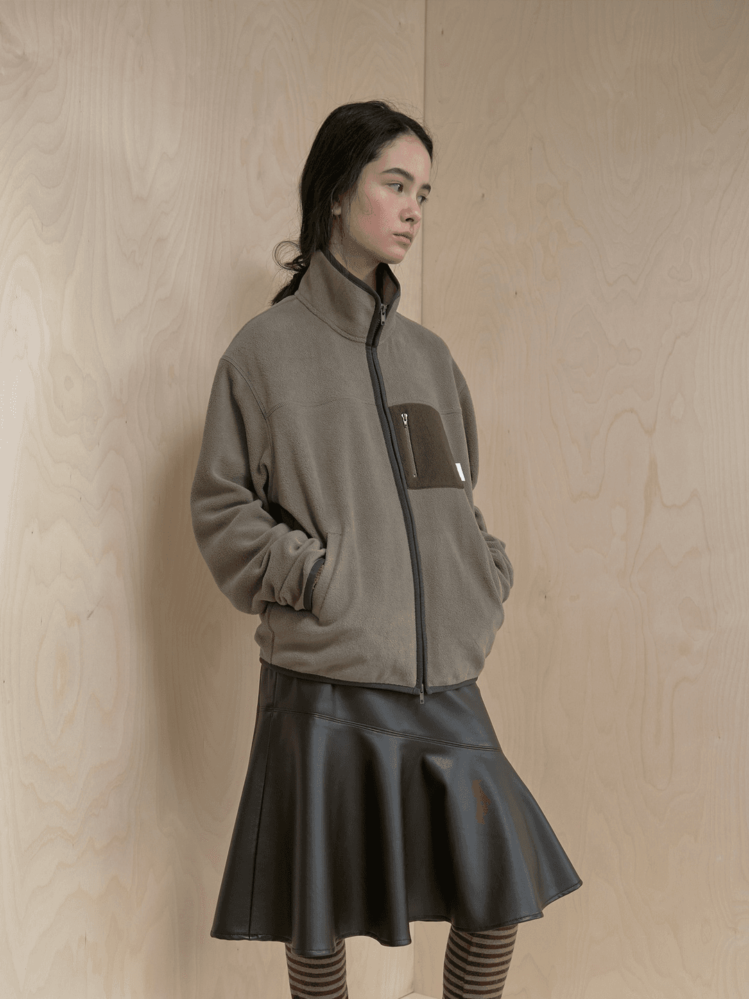 [12.18 순차출고] COLOR BLOCK FLEECE ZIP-UP_COCOA