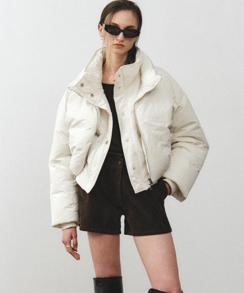 크롭 레이어드 푸퍼 자켓 (오프화이트)