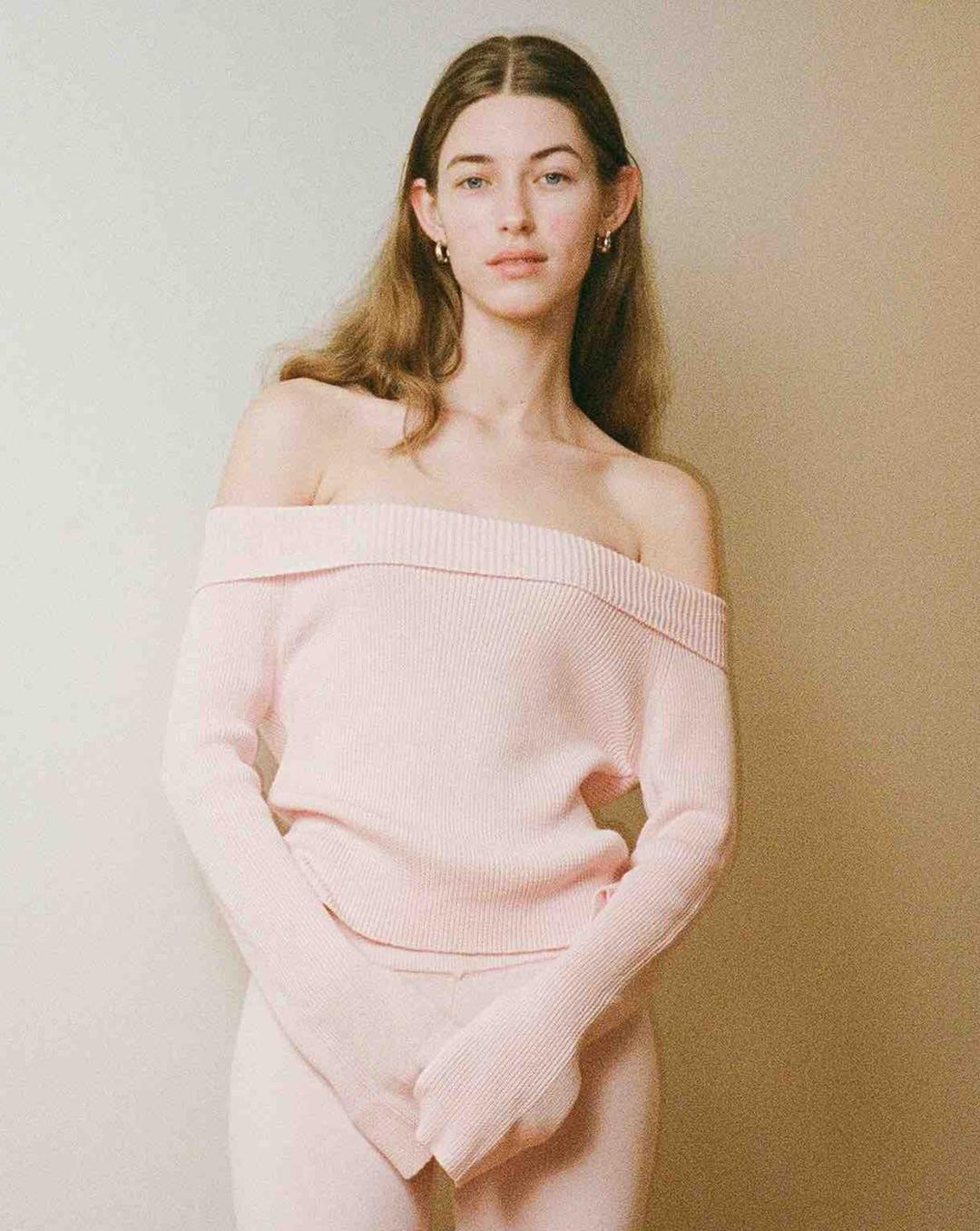Soft Knit Off-Shoulder Top - Soft Pink - XS