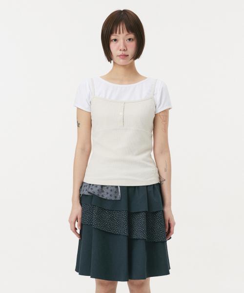 STITCH BUTTON SLEEVELESS, CREAM