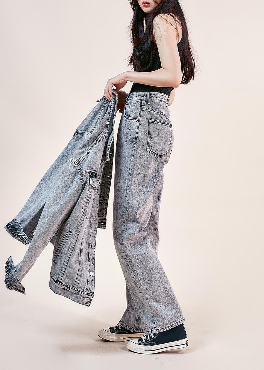 [W]블랙 스노우 데님 자켓