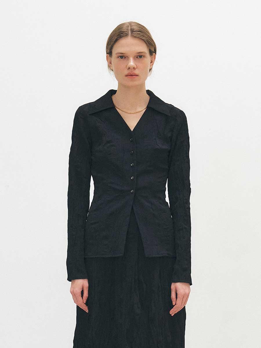 TFS COLLAR CREASED SHIRT_BLACK