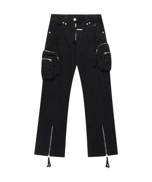 WASHED MILITARY CARGO PANTS(W) BLACK