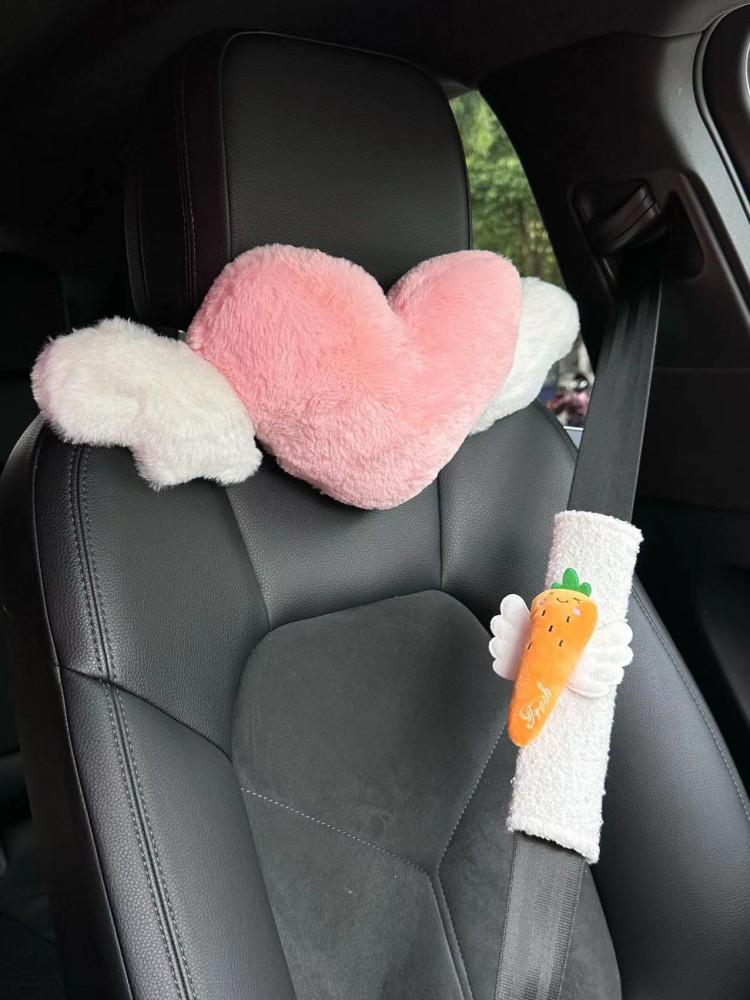 하트 날개 목쿠션 당근 안전벨트 커버 세트 하트 쿠션 자동차 꾸미기 차량용 여자친구선물