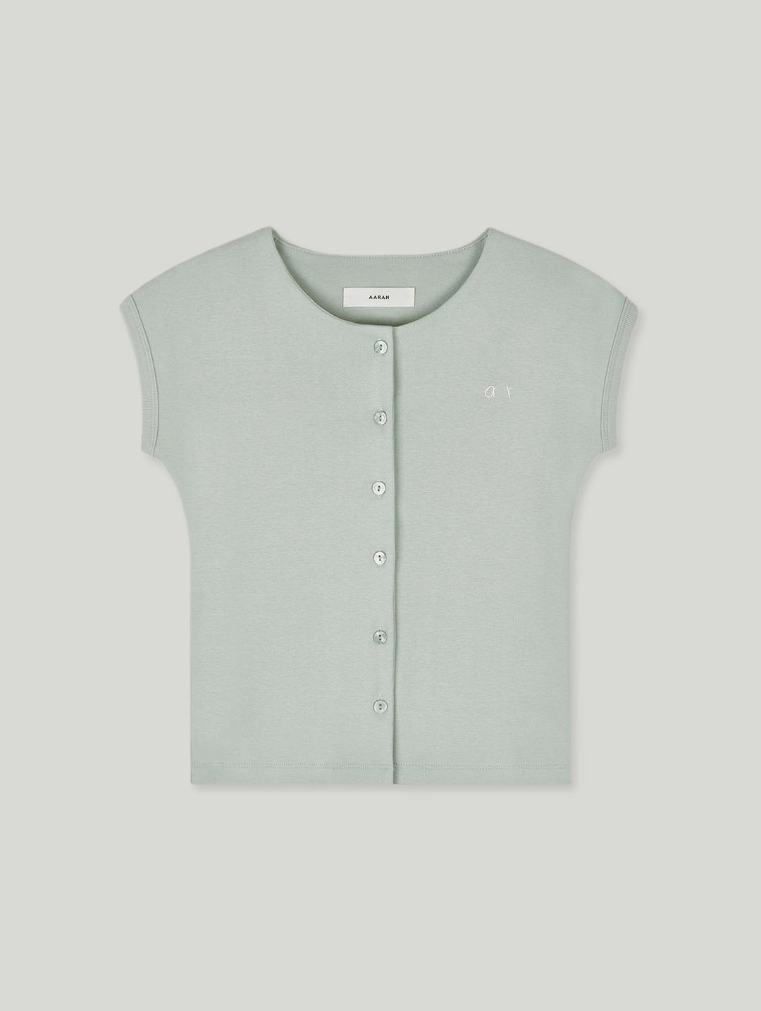 6/11예약배송_Button point cap sleeve top_mint