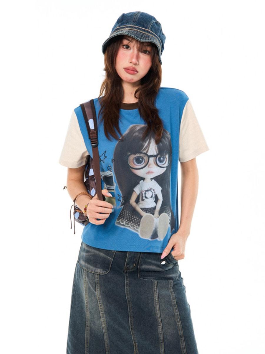 YOUNG STAGE Barbie doll Printed Raglan T-Shirt