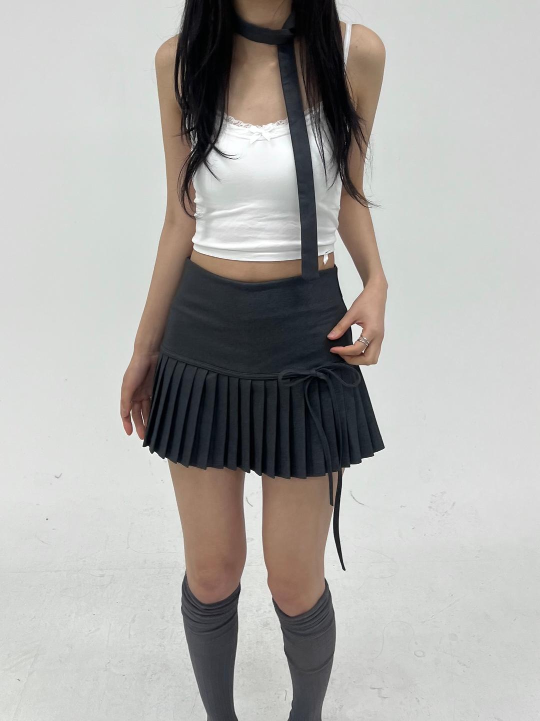 016. RIBBON PLEATS SKIRT (2 COLOR)