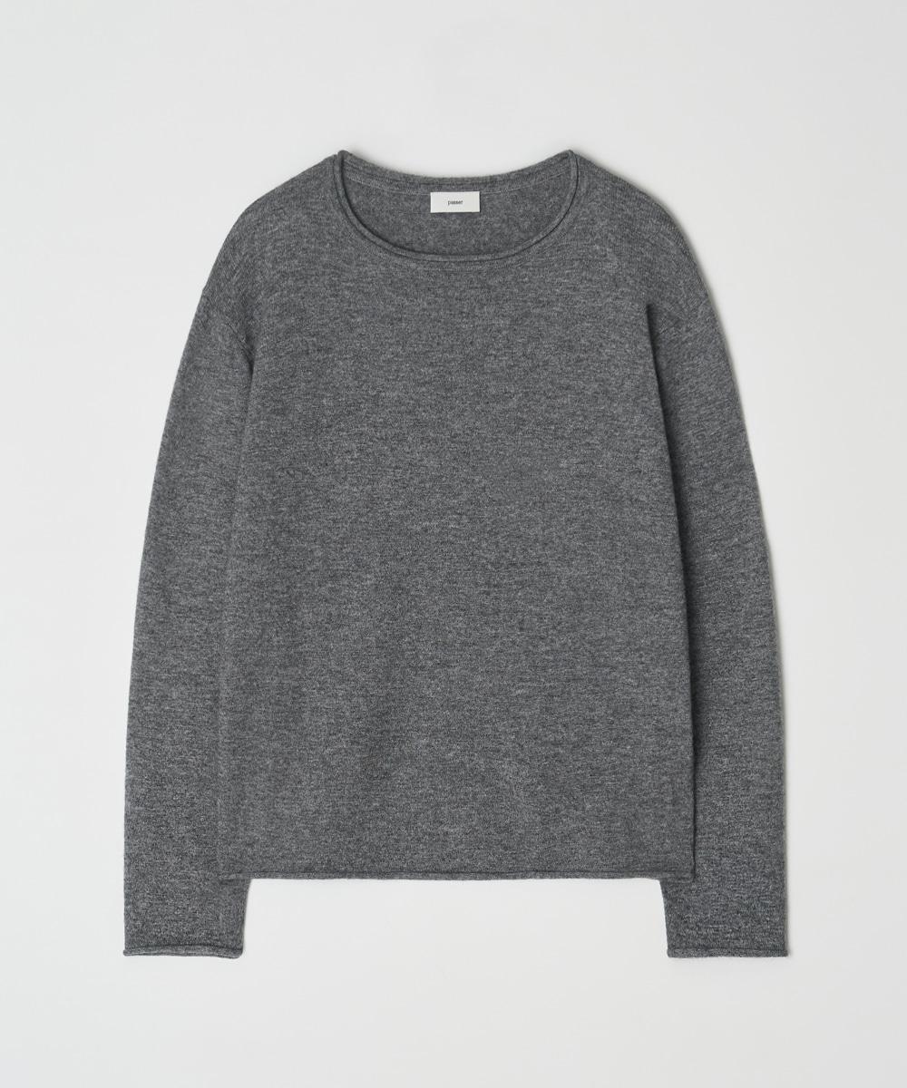 Rough Cut Boat Neck Knit MELANGE GREY