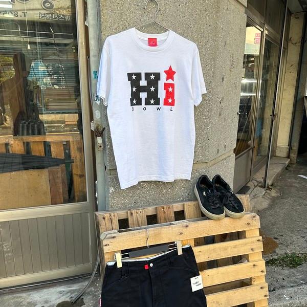 Hi bowl ligrt logo point cotton T-shirt