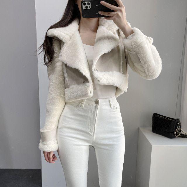 라이더 겨울 숏 스웨이드 퍼 무스탕 자켓 2color_예핏