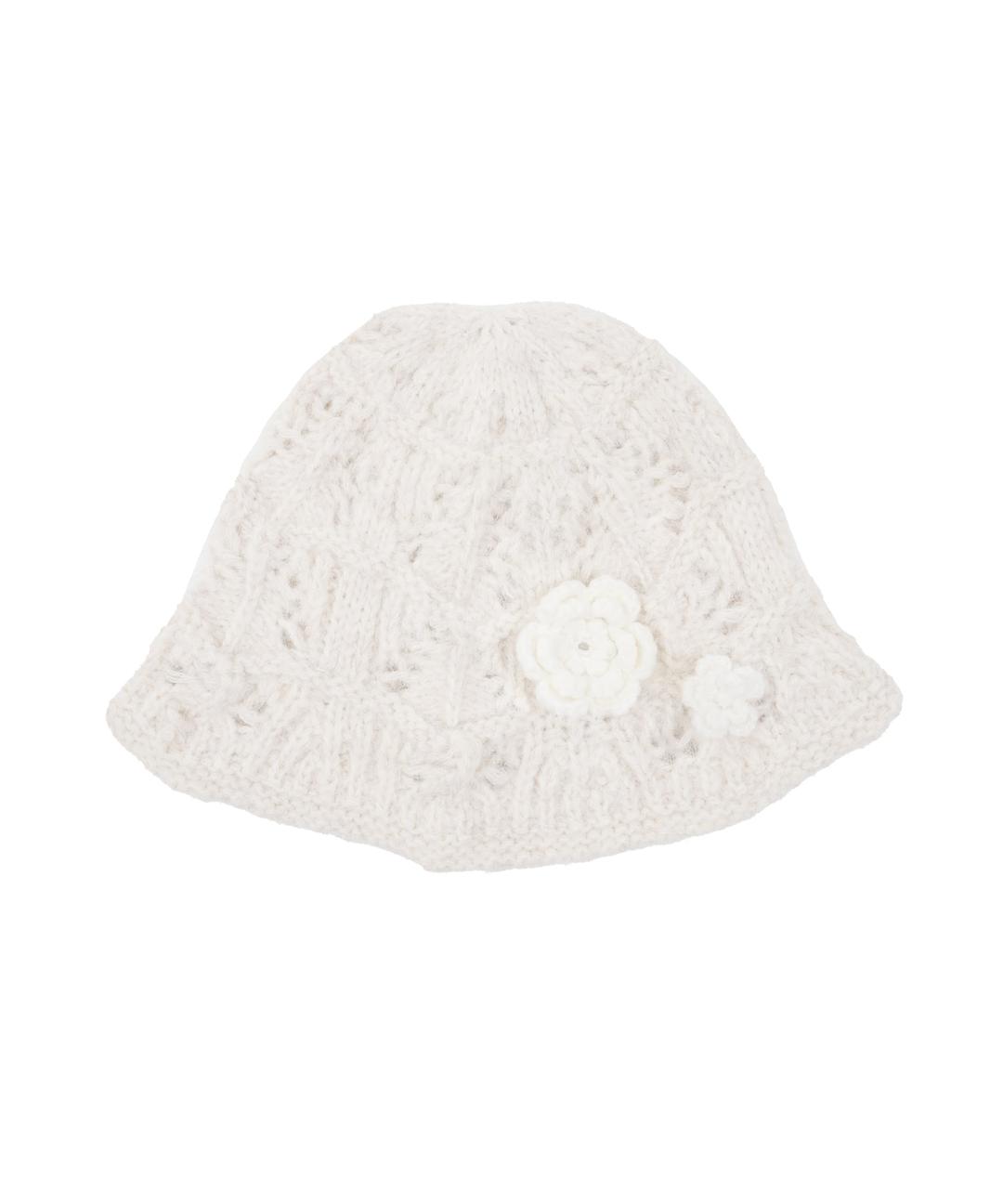 플라워 코사지 니트 버킷햇_아이보리