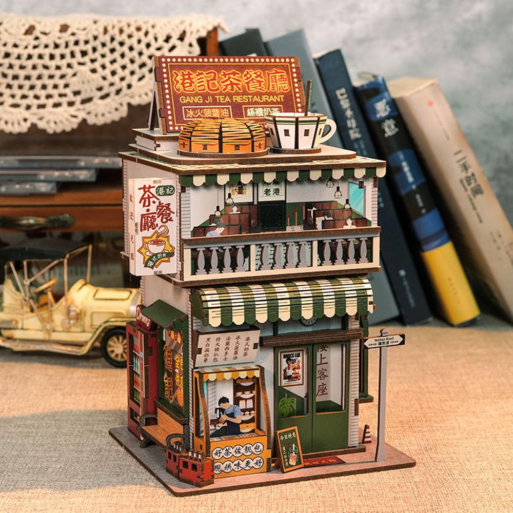 DIY 미니어처 하우스 센서 수납함 우드 미니어처 만들기 조립 홍콩 티 하우스 TQ650