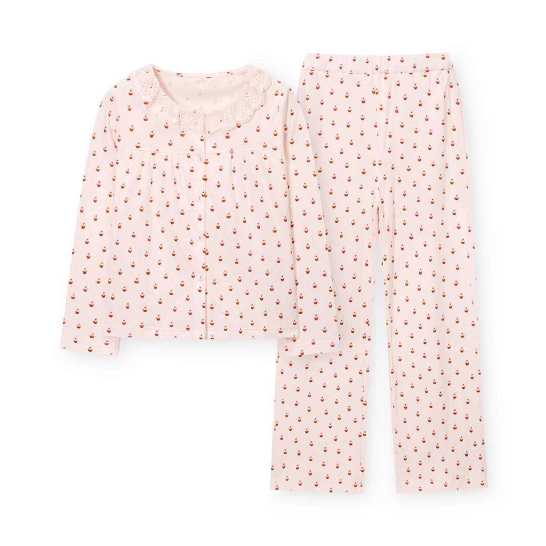 여성 G029 리틀컵케이크 긴소매 파자마 세트