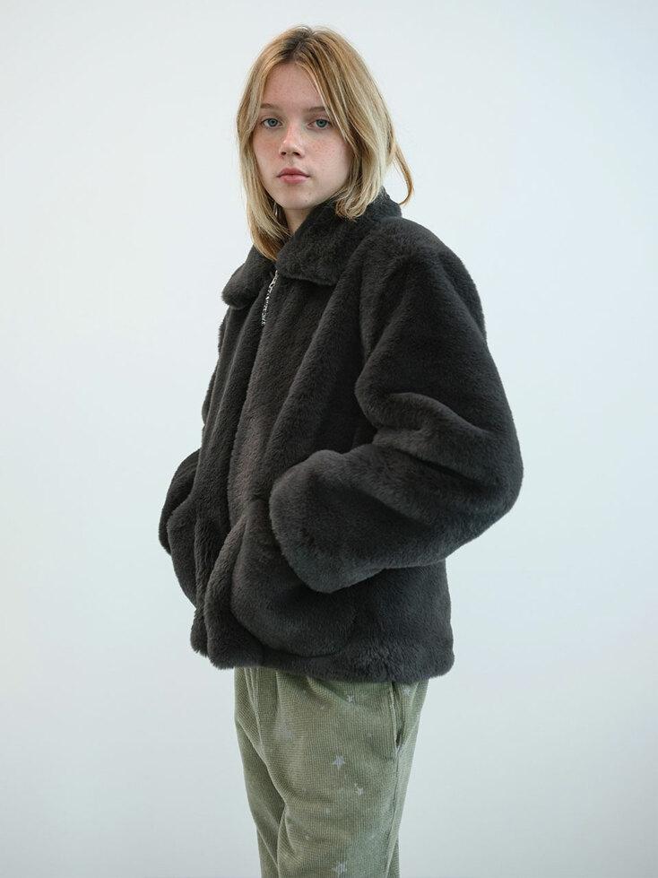 소프트 퍼 자켓 (Charcoal)