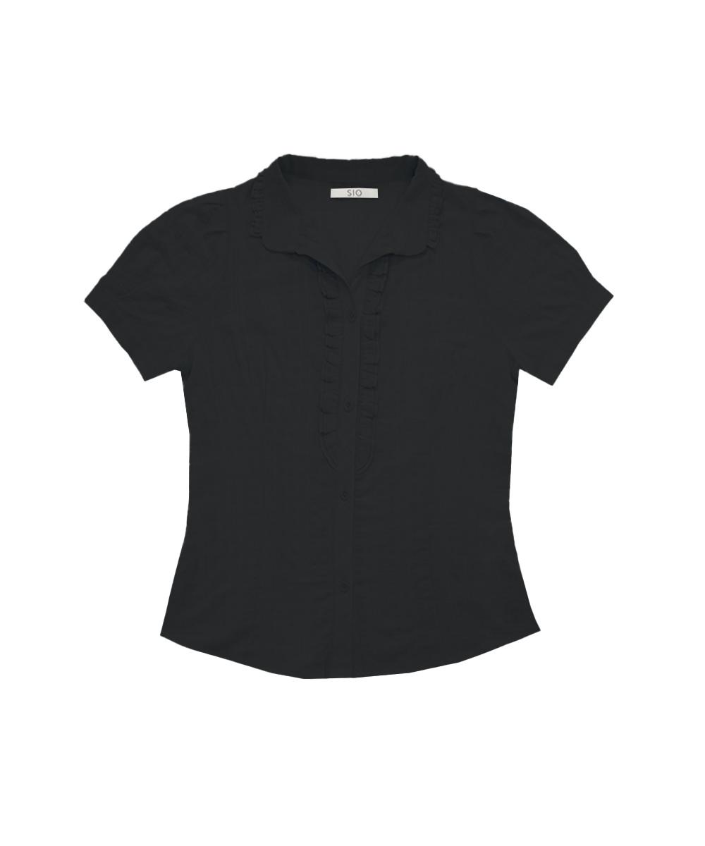 [2nd RESTOCK] RUFFLE SHORT SLEEVE SHIRTS [BLACK]
