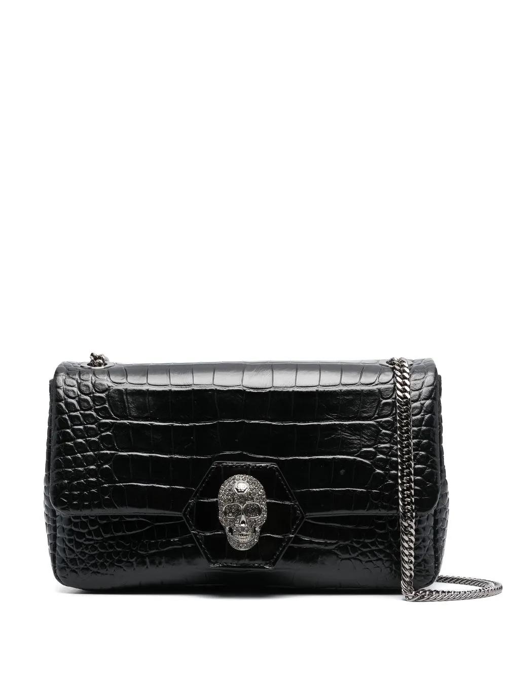 Philipp Plein 크리스털 스컬 디테일 숄더 백  | 블랙 | FARFETCH KR