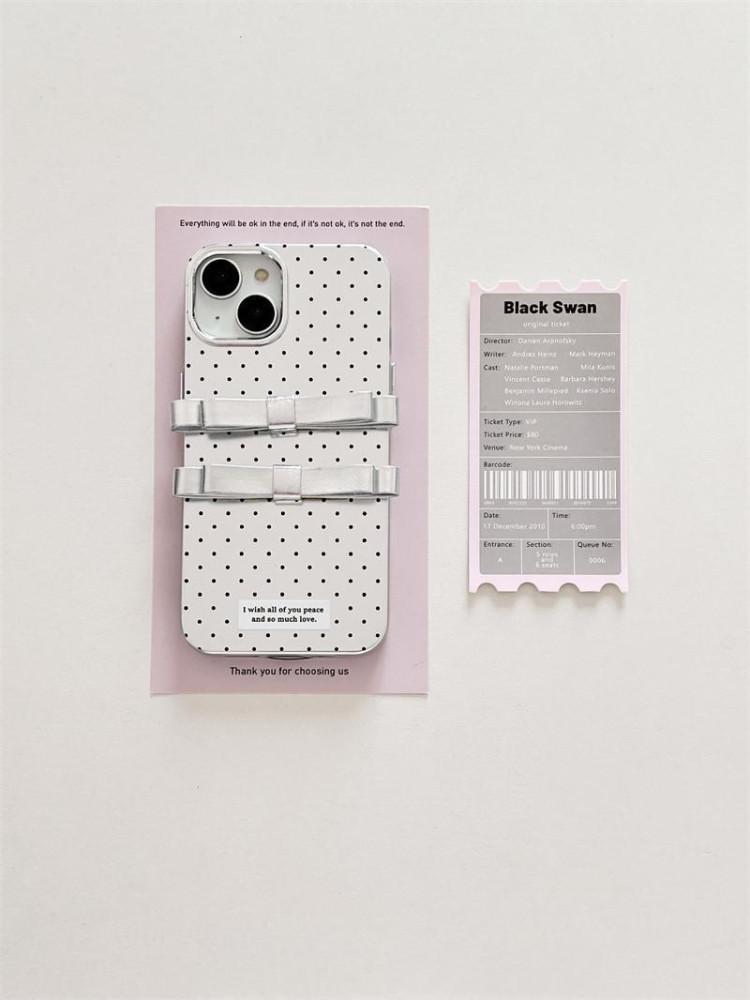 수심 Silver Dot Ribbon Case 실버 도트 리본 아이폰 케이스 유니크 : 수심