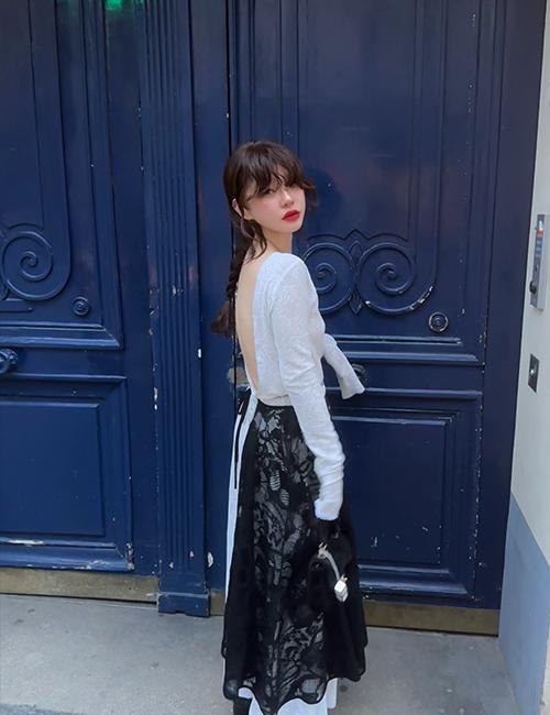 backless maxi dress in lace white